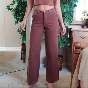 RSQ XS Brown Rust Wide Leg Painter Pants NWT